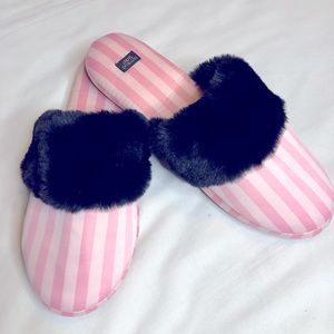 Victoria’s Secret pink striped slippers